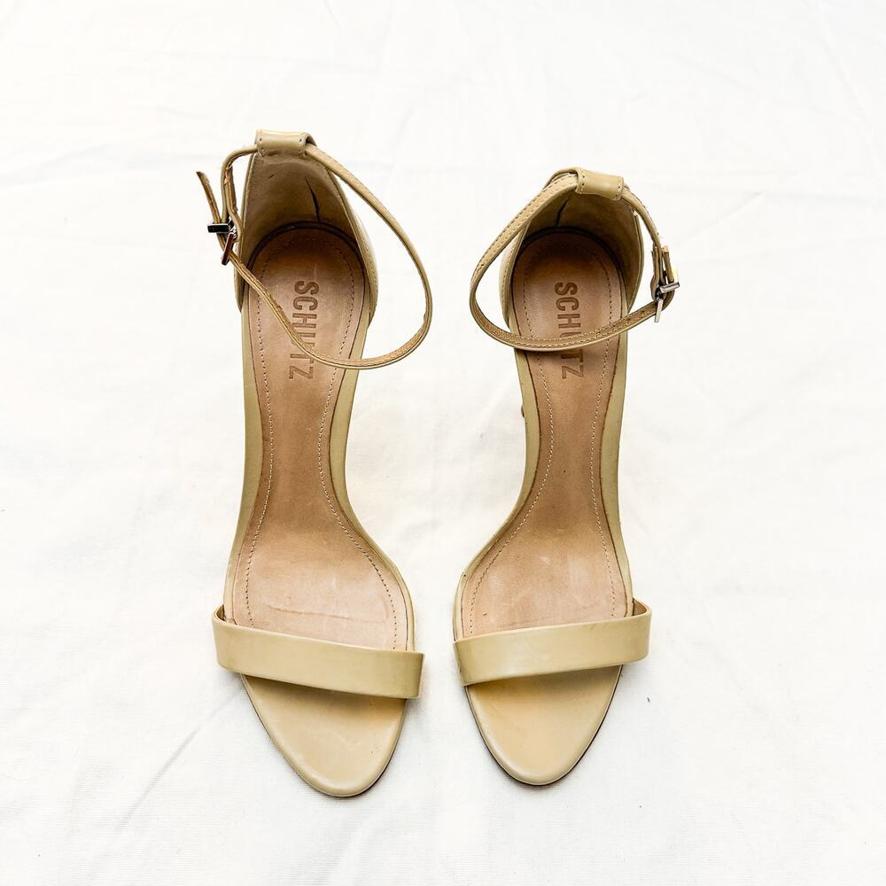 Schutz Slingback Open Toe Stiletto Sandal Cream Nude Open Toe Size 8